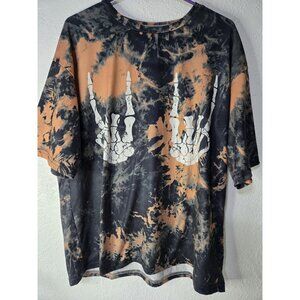 Skeleton Hands Shirt Women Small Black Tie Dye Rock Punk Graphic Halloween